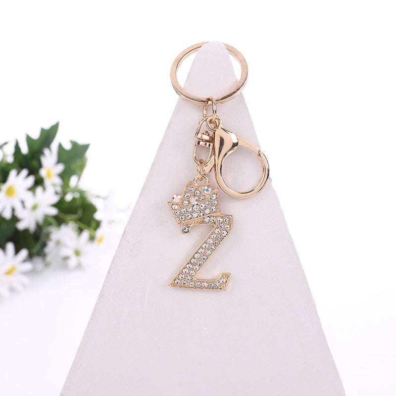 Wholesale Zinc Alloy Alphabet Rhinestone Keychain